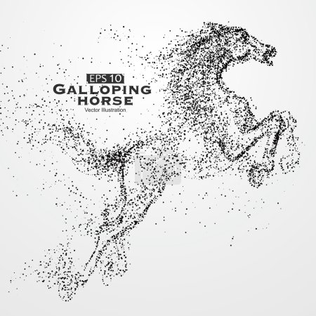 Illustration for Galloping horse,Many particles,sketch,vector illustration,The moral development and progress. - Royalty Free Image