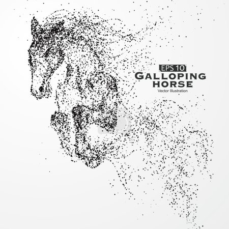 Illustration for Galloping horse,Many particles,sketch,vector illustration,The moral development and progress. - Royalty Free Image