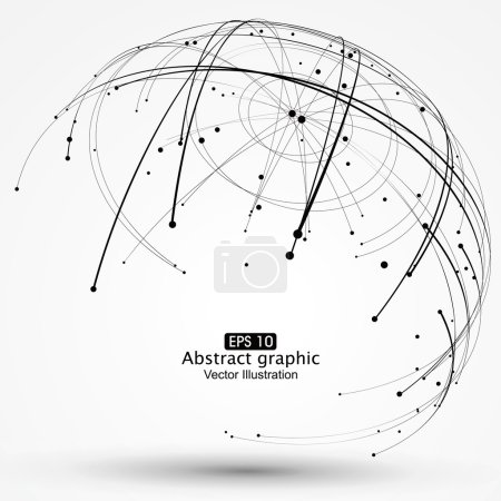 Ilustración de Punto y curva construidos la esfera wireframe, sentido tecnológico ilustración abstracta
. - Imagen libre de derechos