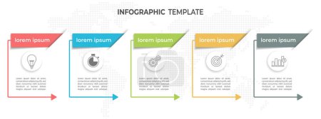 Ilustración de Plantilla de infografía de línea de tiempo moderna 5 opciones. - Imagen libre de derechos